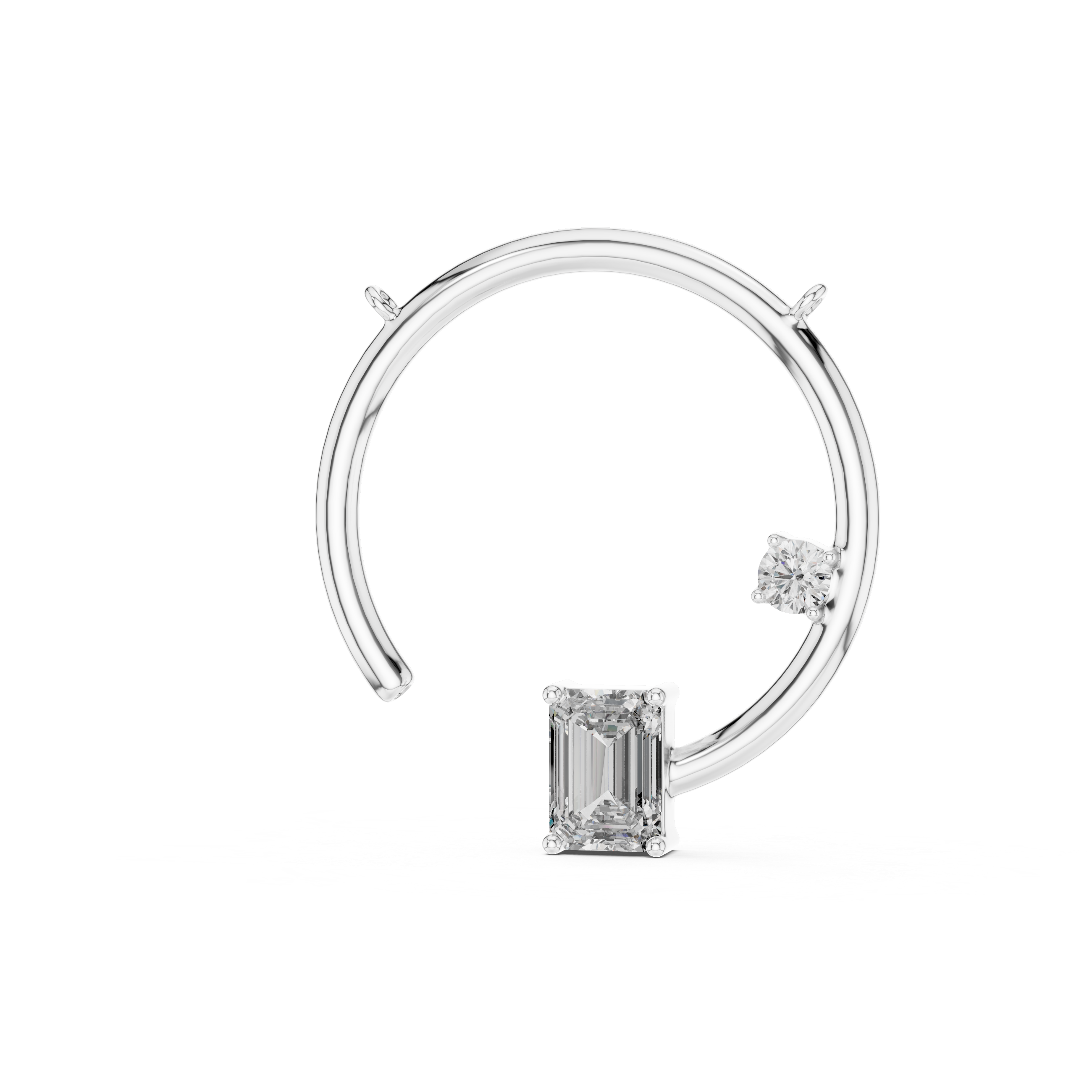 Open Circle Necklace with Baguette & Accent Stone