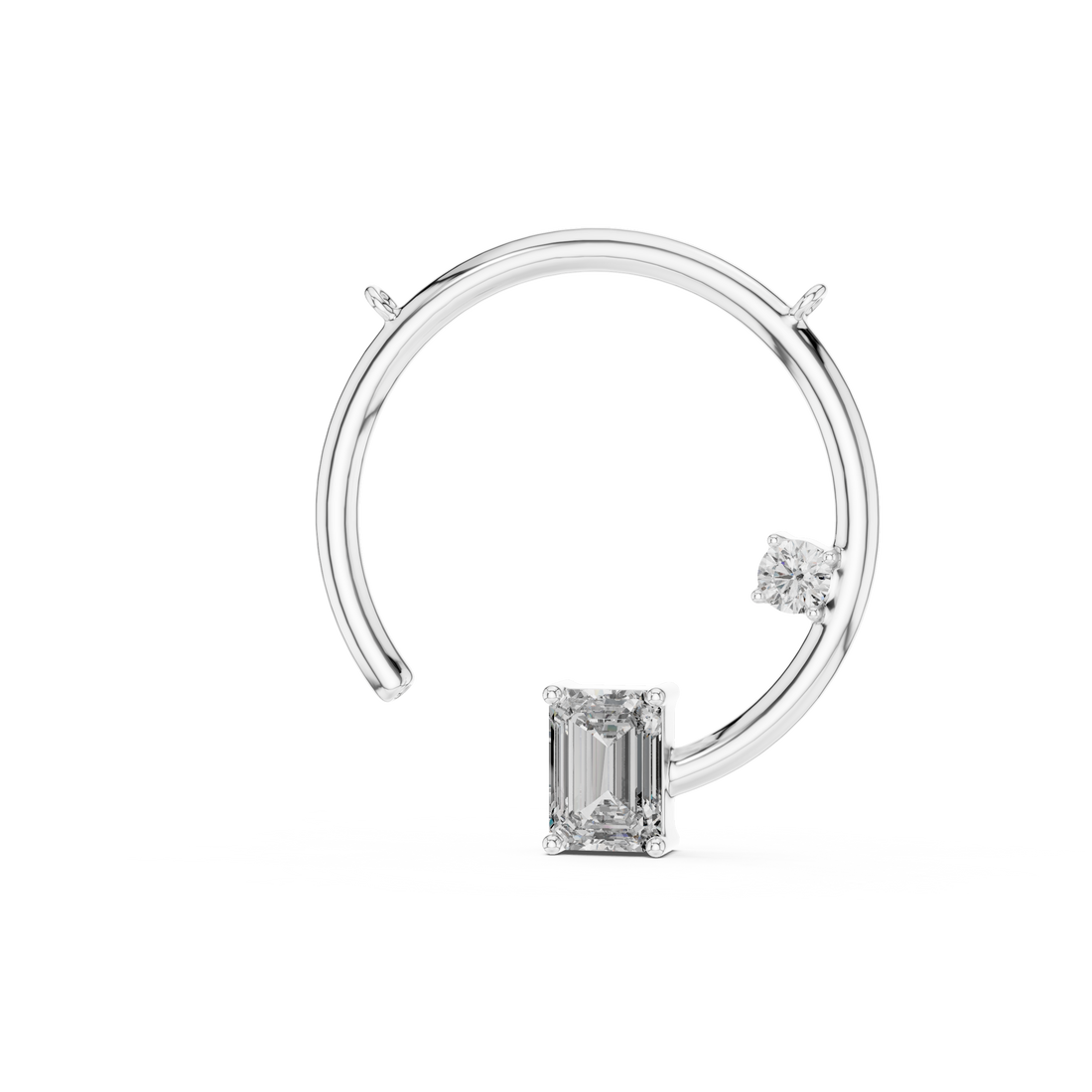 Open Circle Necklace with Baguette & Accent Stone