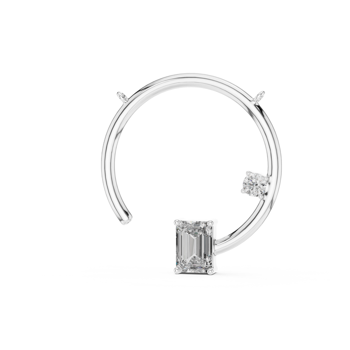 Open Circle Necklace with Baguette & Accent Stone