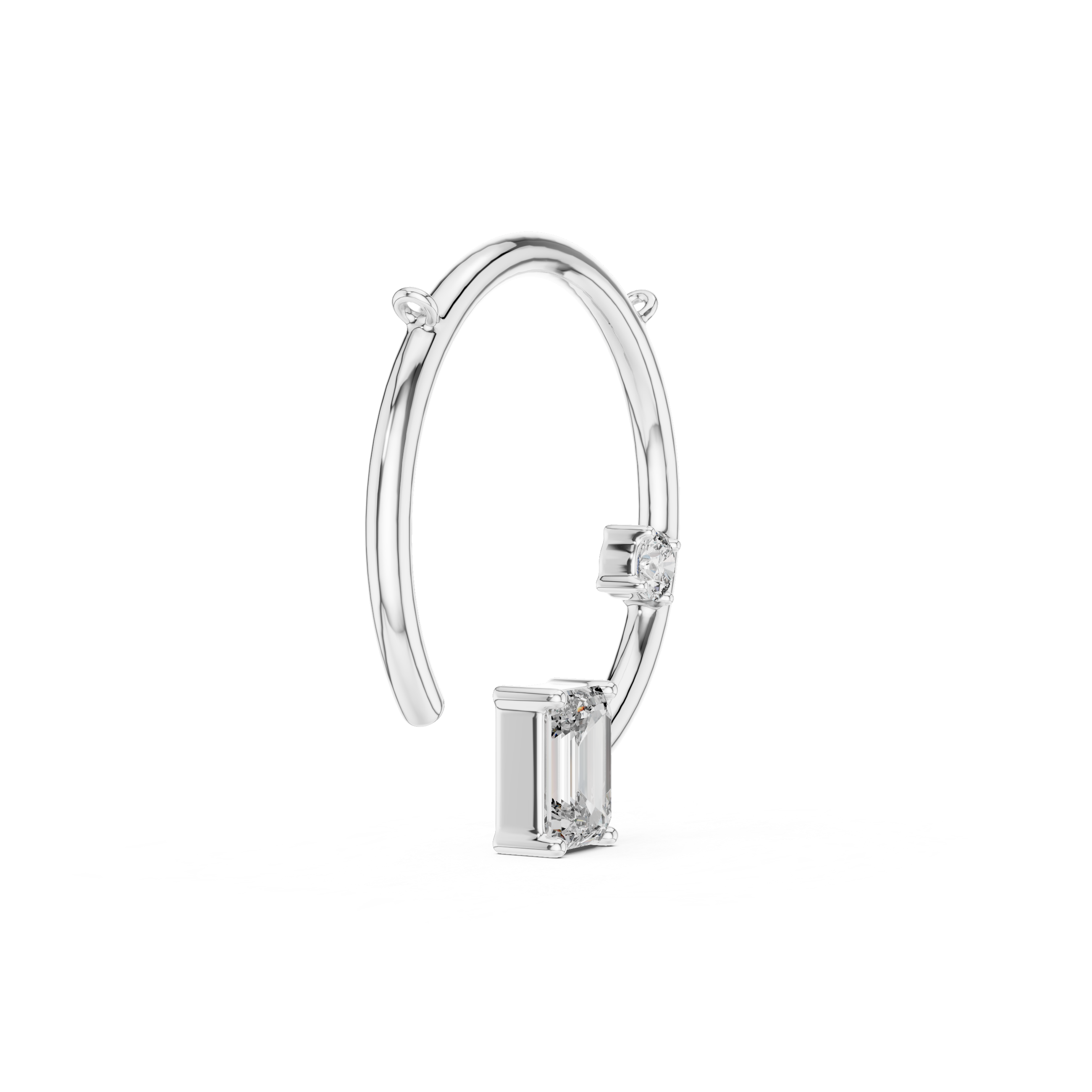 Open Circle Necklace with Baguette & Accent Stone