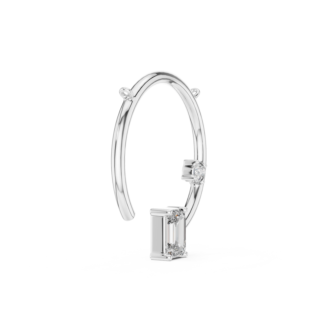 Open Circle Necklace with Baguette & Accent Stone