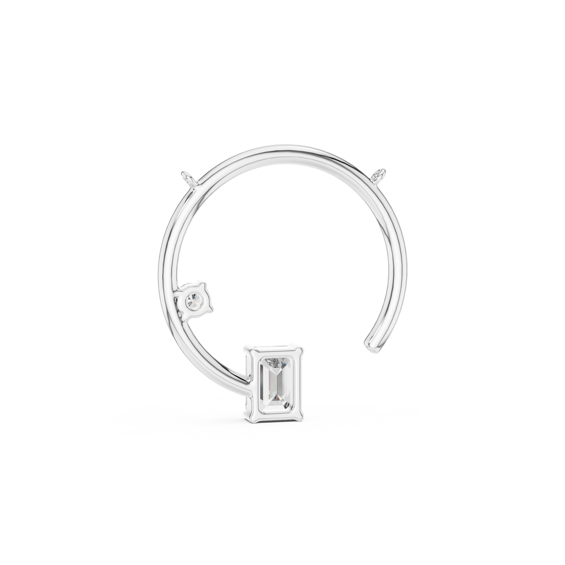 Open Circle Necklace with Baguette & Accent Stone