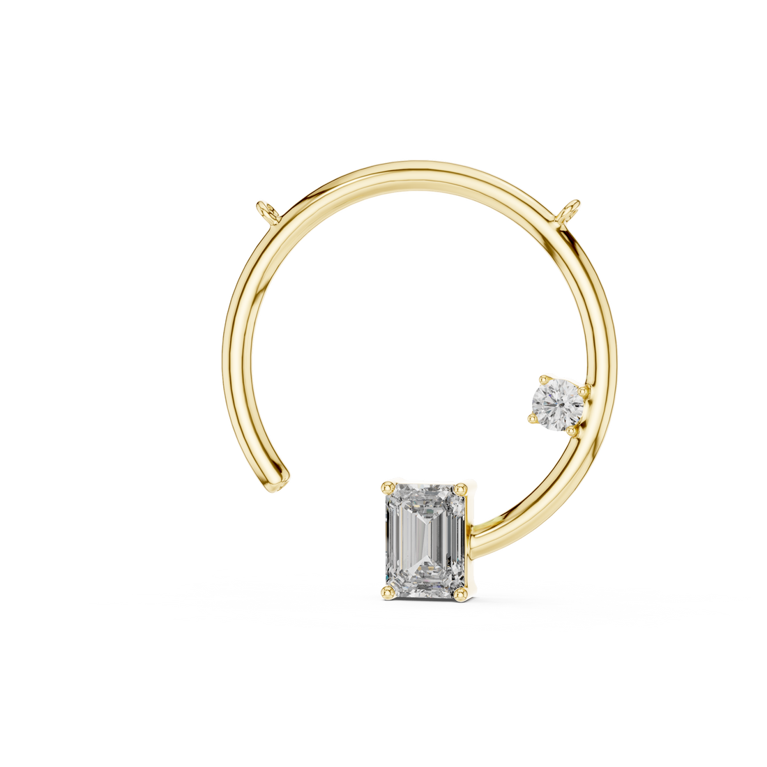 Open Circle Necklace with Baguette & Accent Stone