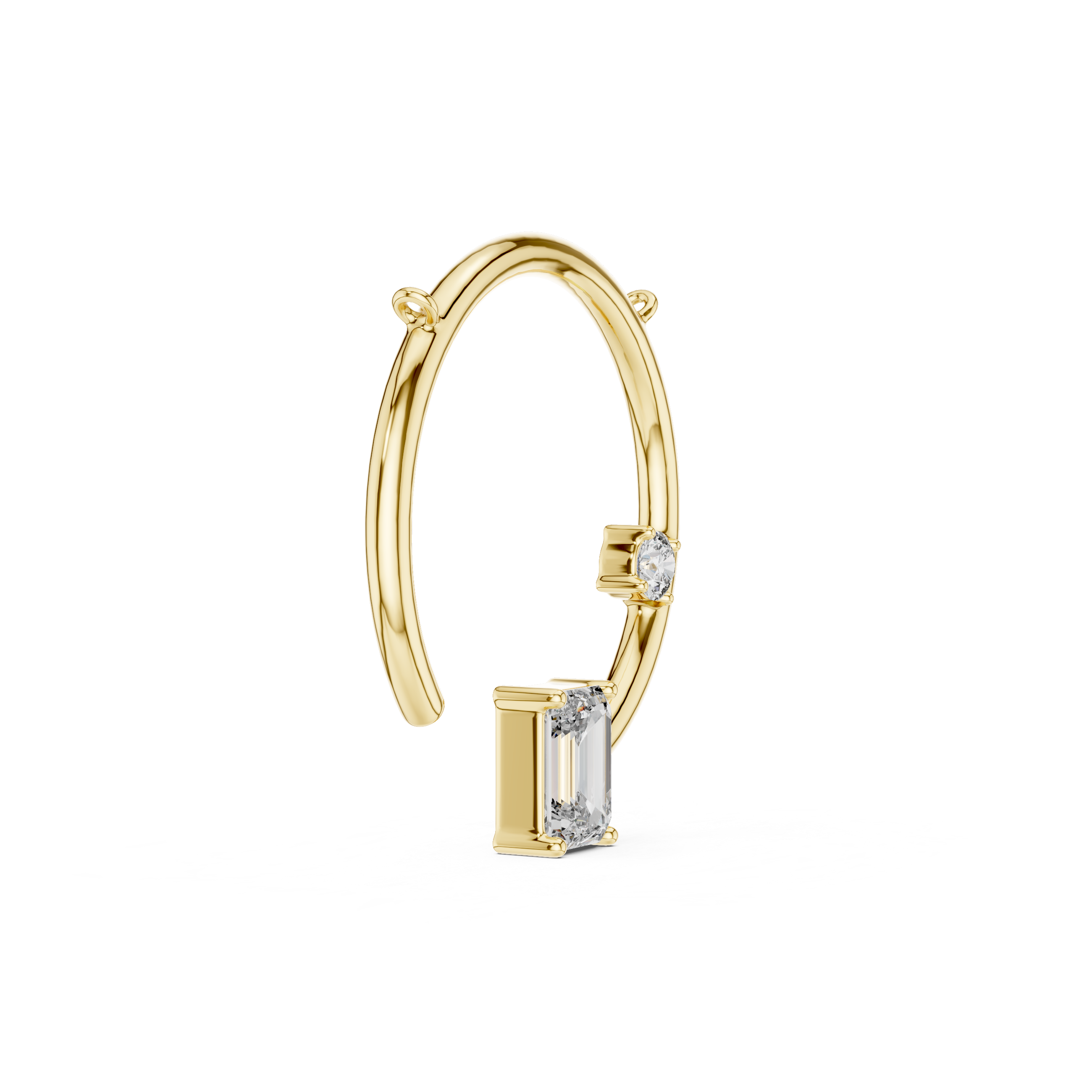 Open Circle Necklace with Baguette & Accent Stone