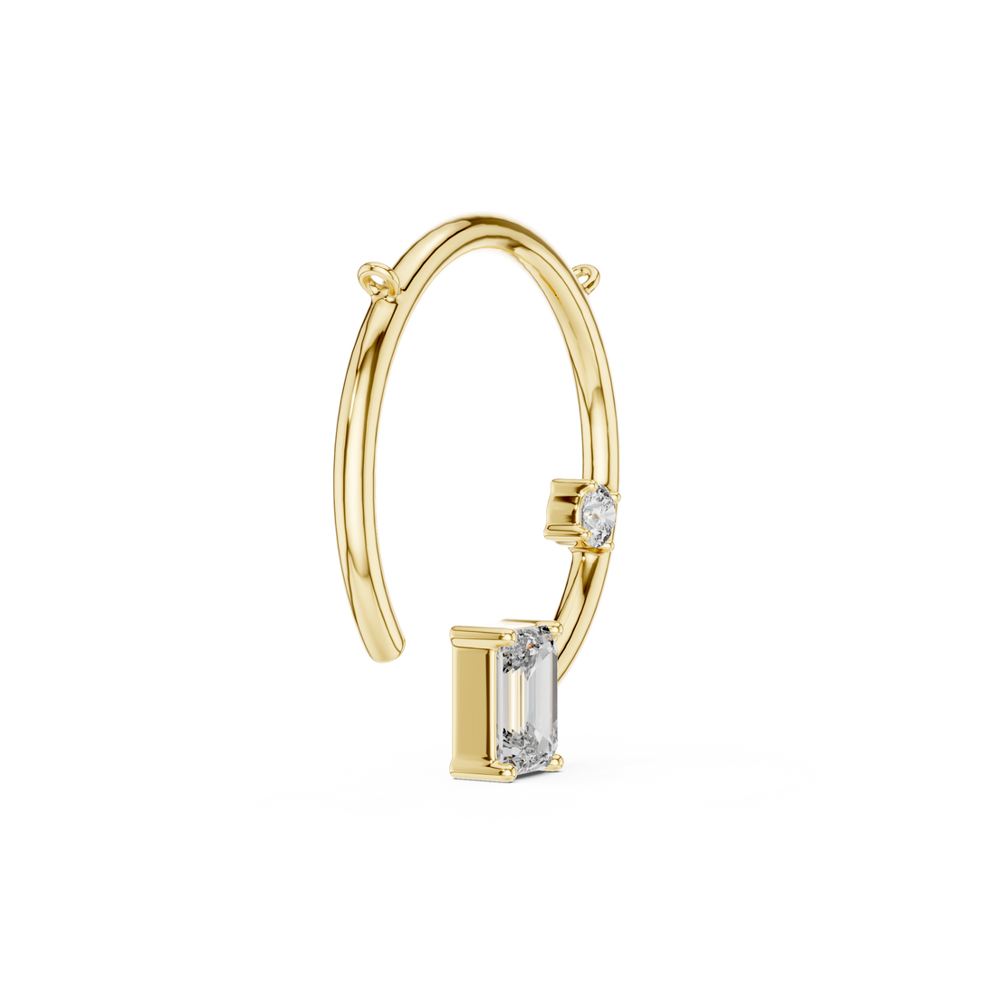 Open Circle Necklace with Baguette & Accent Stone