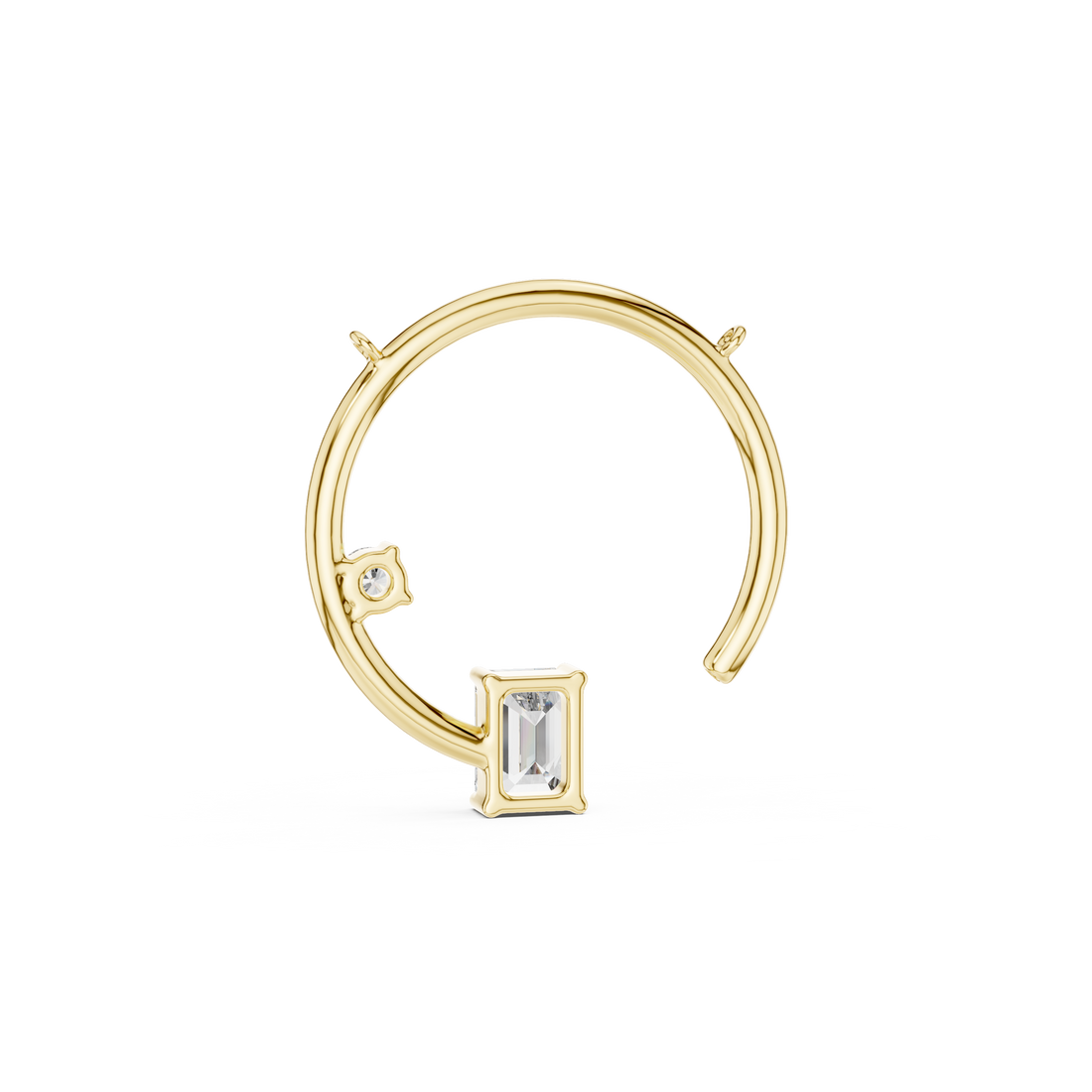 Open Circle Necklace with Baguette & Accent Stone