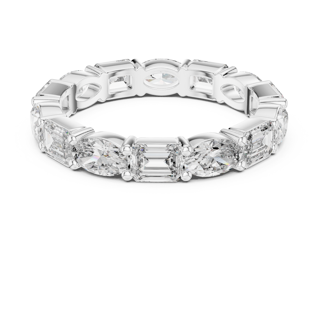 Emerald & Oval Lab-Grown Diamond Eternity Band