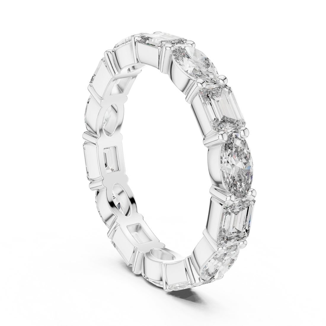 Emerald & Oval Lab-Grown Diamond Eternity Band