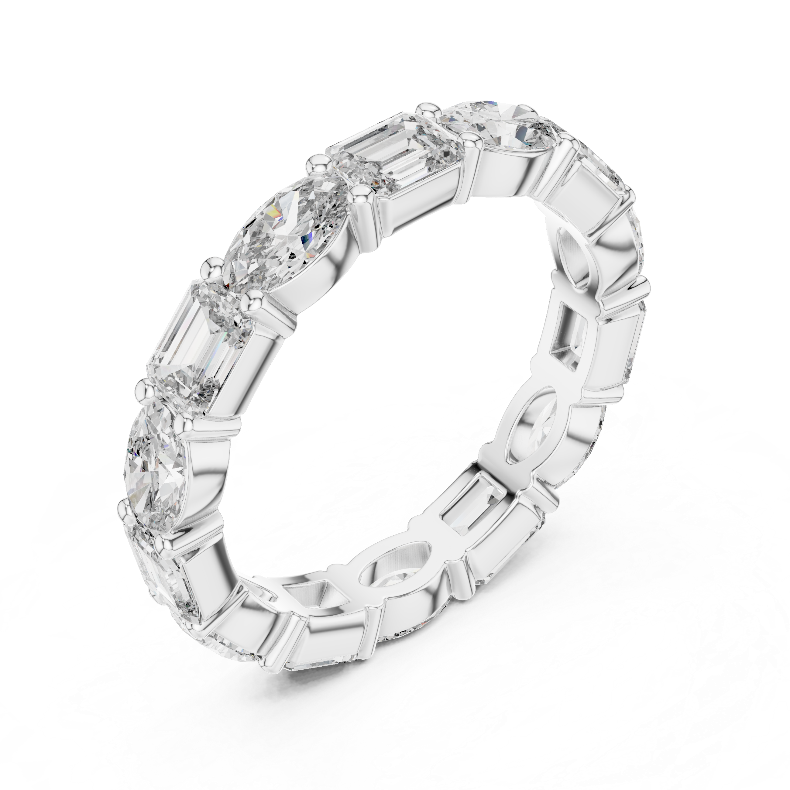 Emerald & Oval Lab-Grown Diamond Eternity Band