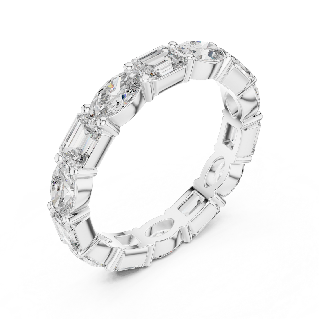 Emerald & Oval Lab-Grown Diamond Eternity Band