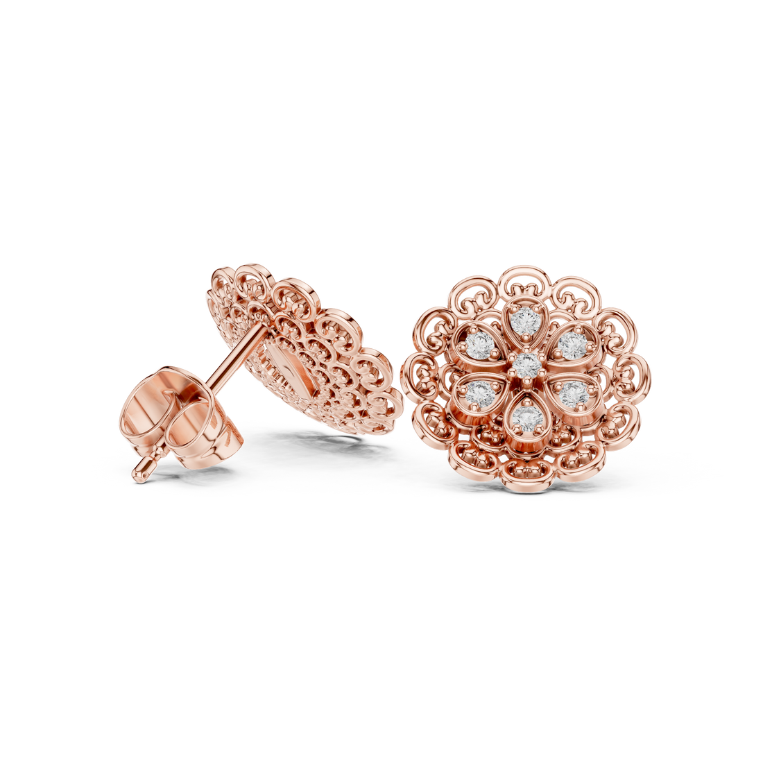 Floral Halo Lab-Grown Diamond Stud Earrings