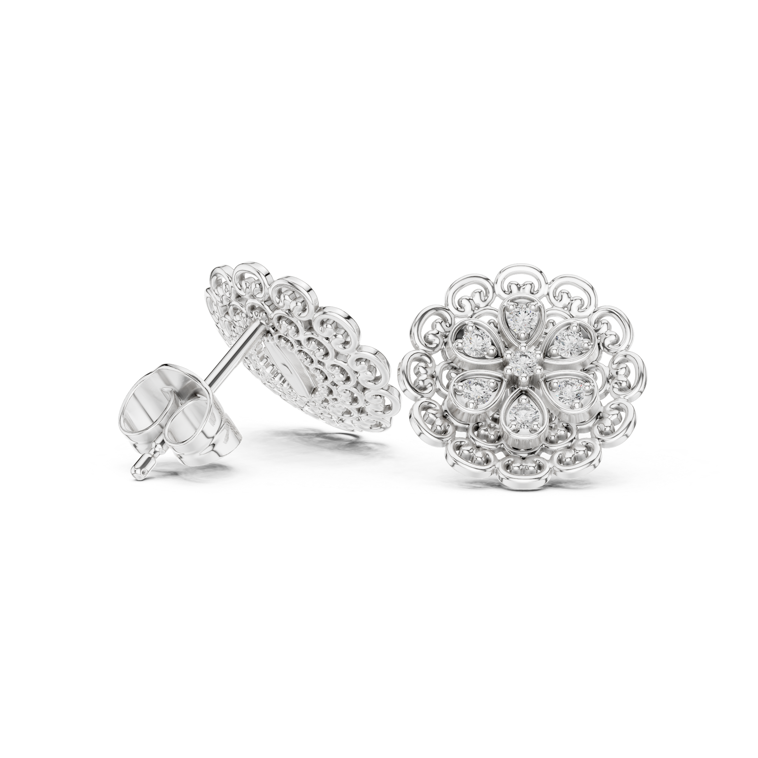 Floral Halo Lab-Grown Diamond Stud Earrings