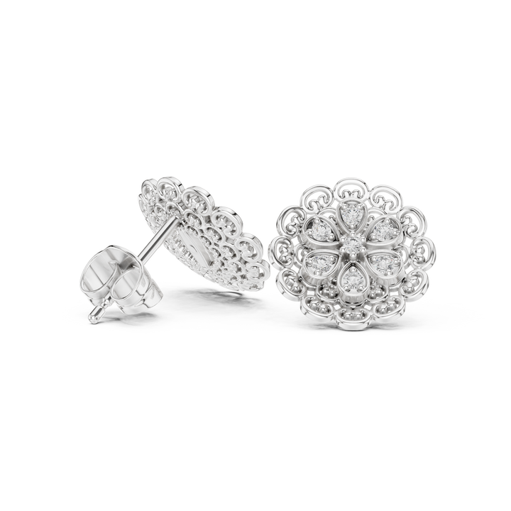 Floral Halo Lab-Grown Diamond Stud Earrings