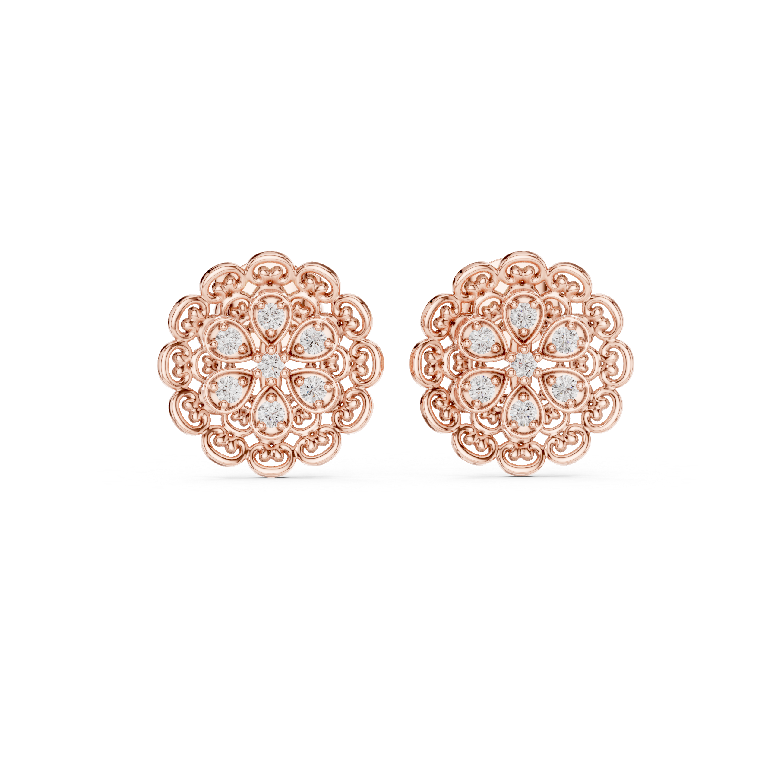 Floral Halo Lab-Grown Diamond Stud Earrings