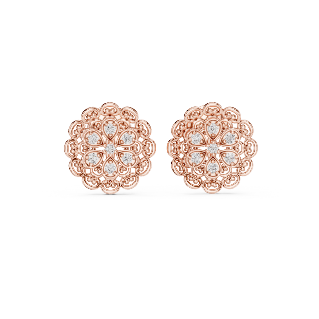 Floral Halo Lab-Grown Diamond Stud Earrings