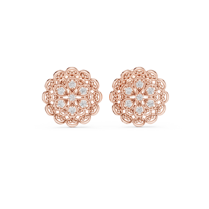 Floral Halo Lab-Grown Diamond Stud Earrings