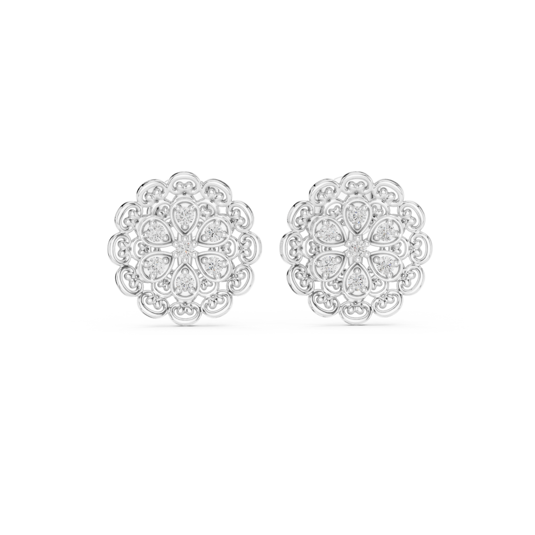 Floral Halo Lab-Grown Diamond Stud Earrings