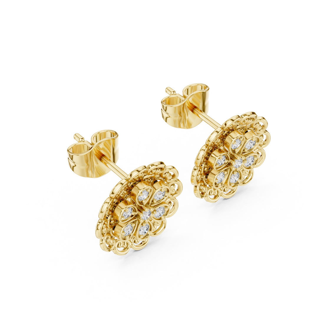 Floral Halo Lab-Grown Diamond Stud Earrings