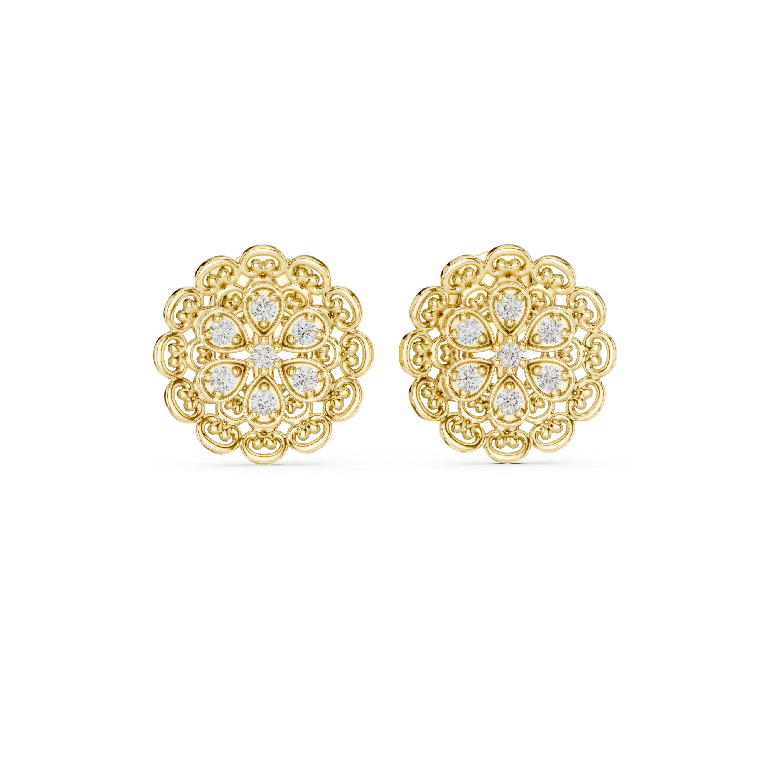 Floral Halo Lab-Grown Diamond Stud Earrings