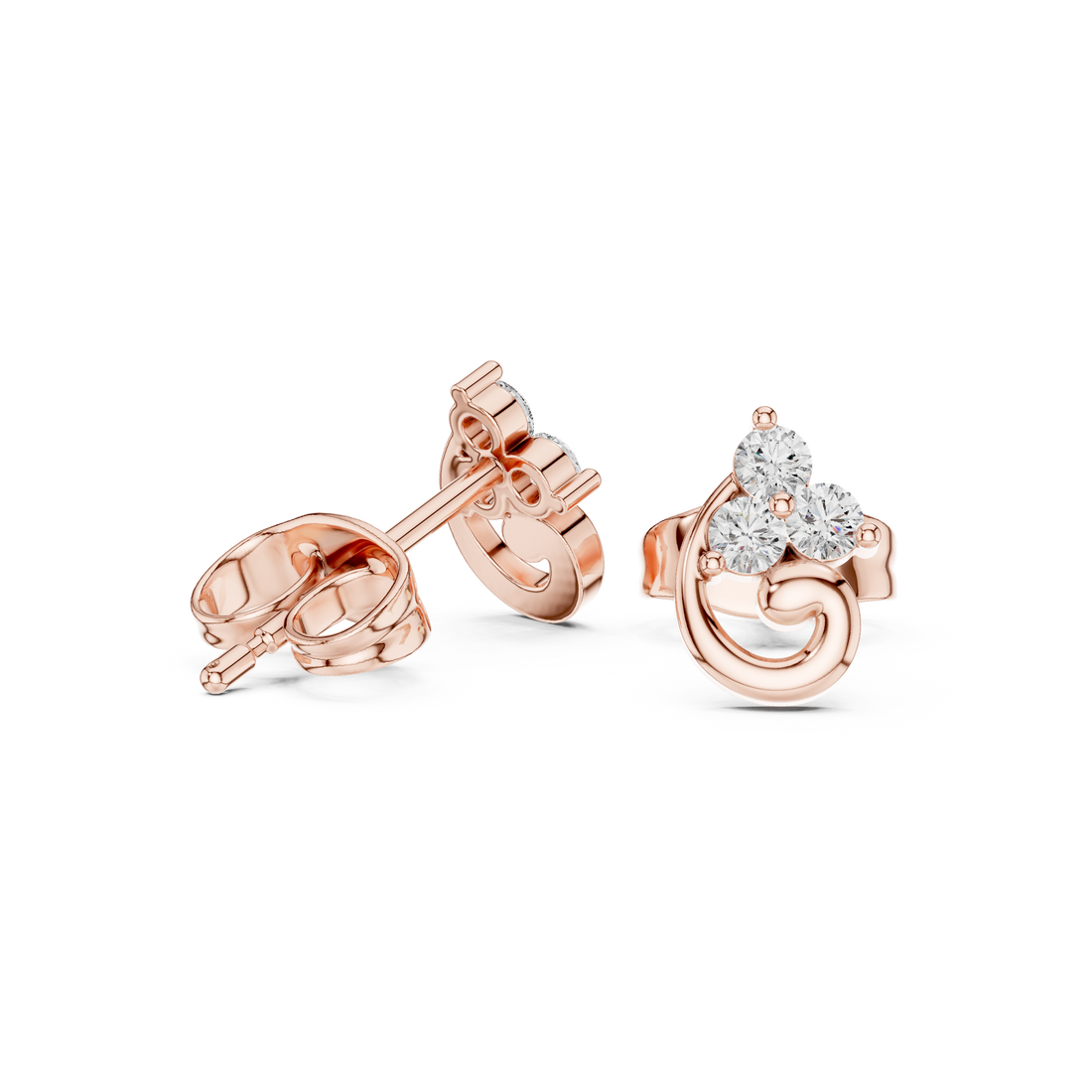Trinity Swirl Lab-Grown Diamond Stud Earrings