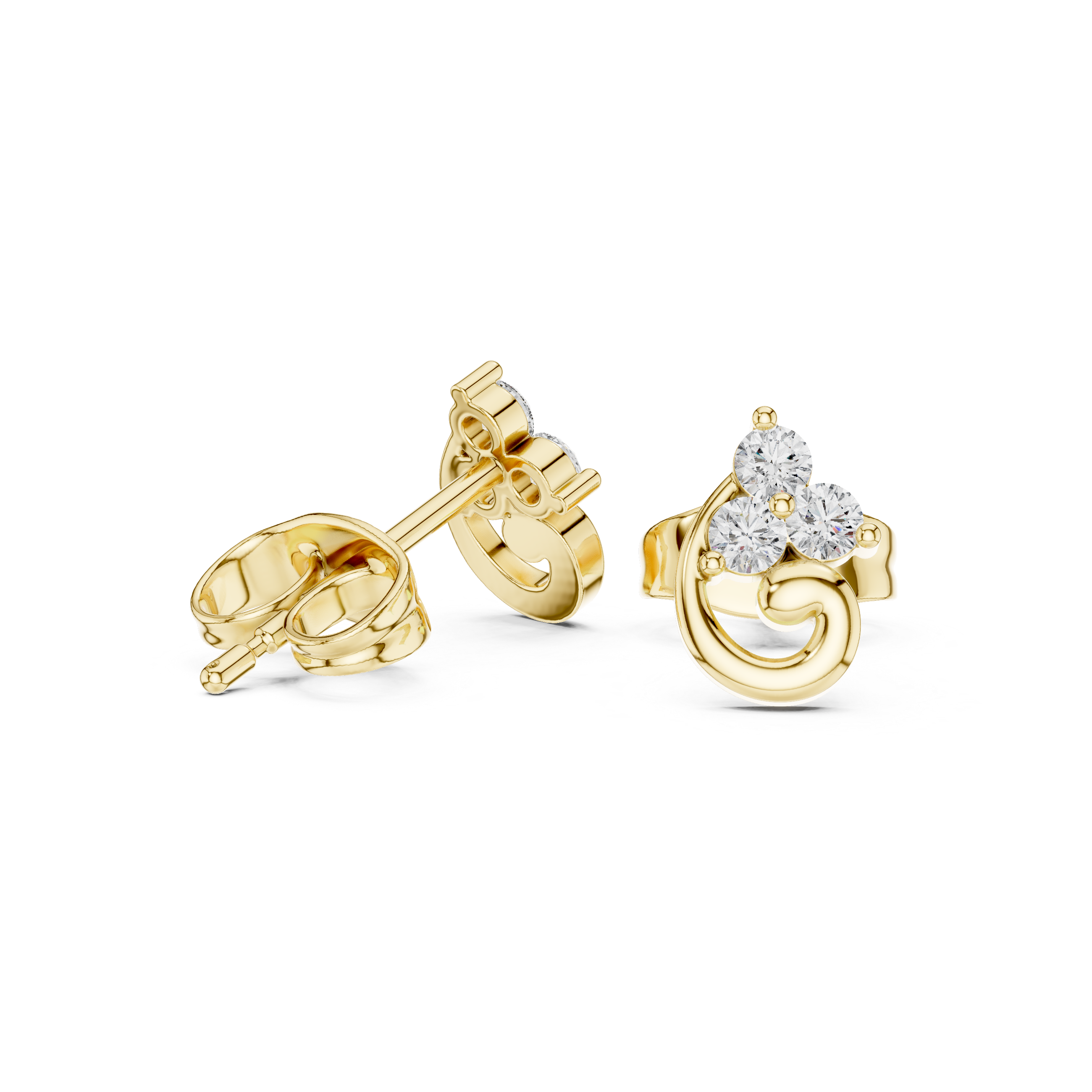 Trinity Swirl Lab-Grown Diamond Stud Earrings