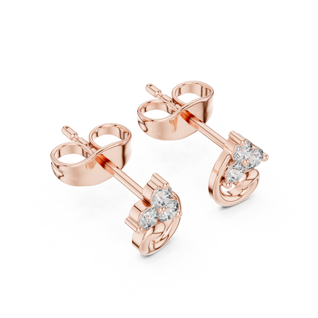 Trinity Swirl Lab-Grown Diamond Stud Earrings