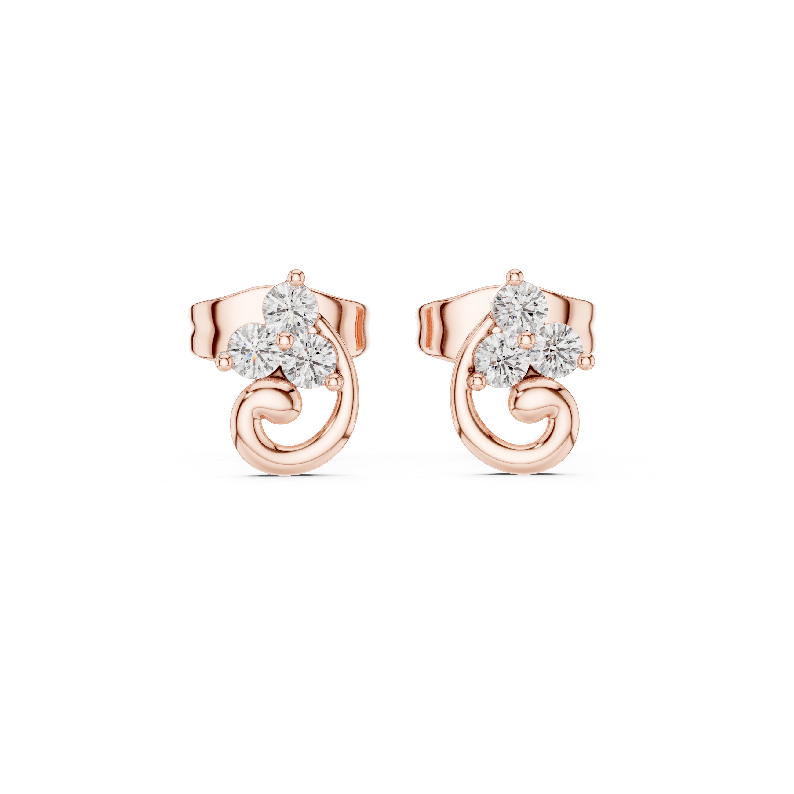 Trinity Swirl Lab-Grown Diamond Stud Earrings