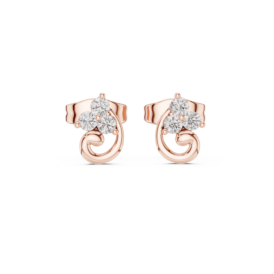 Trinity Swirl Lab-Grown Diamond Stud Earrings