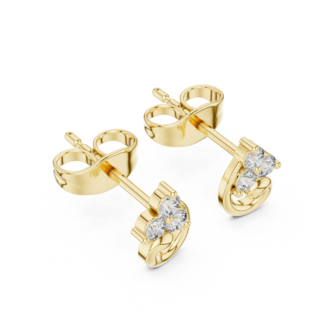 Trinity Swirl Lab-Grown Diamond Stud Earrings