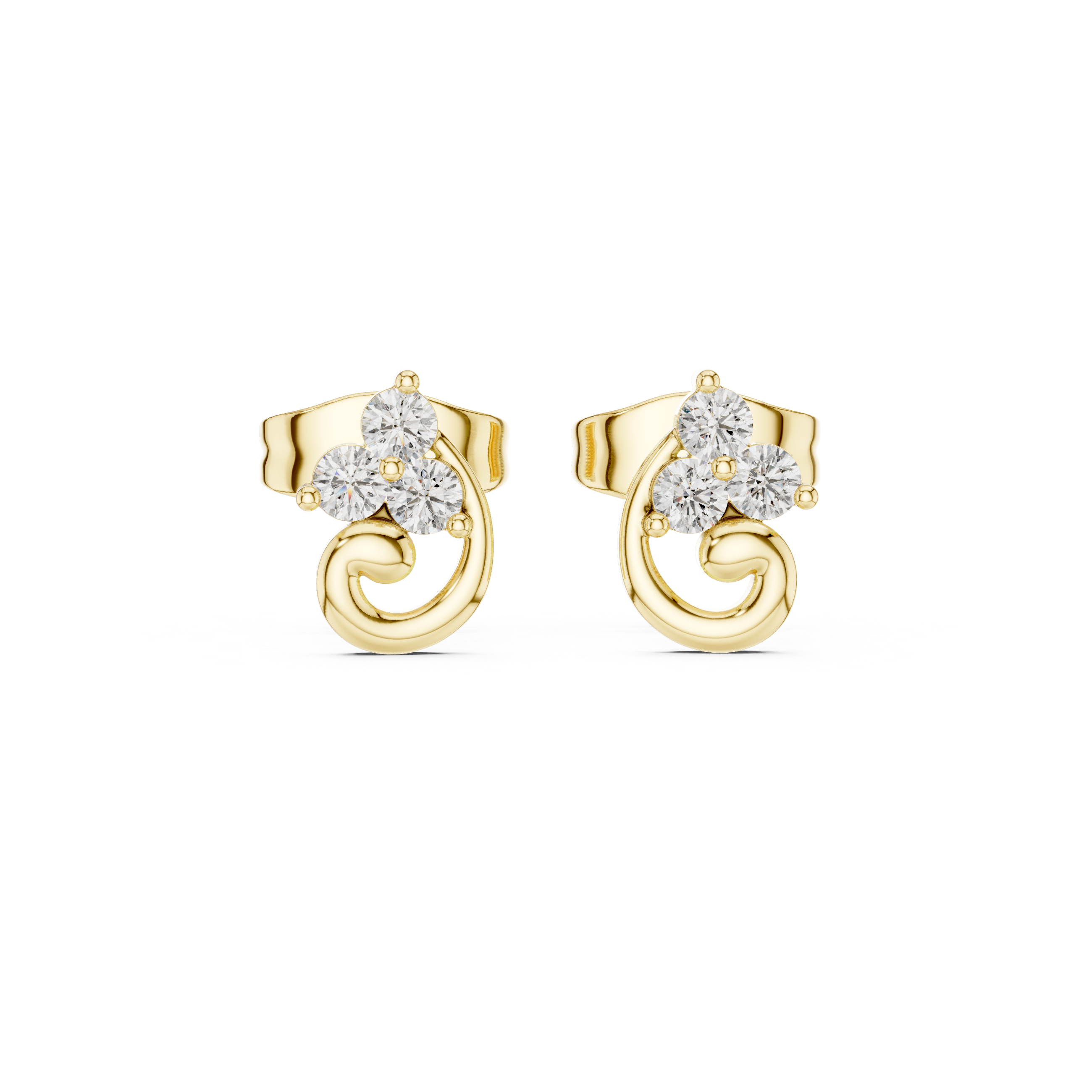 Trinity Swirl Lab-Grown Diamond Stud Earrings