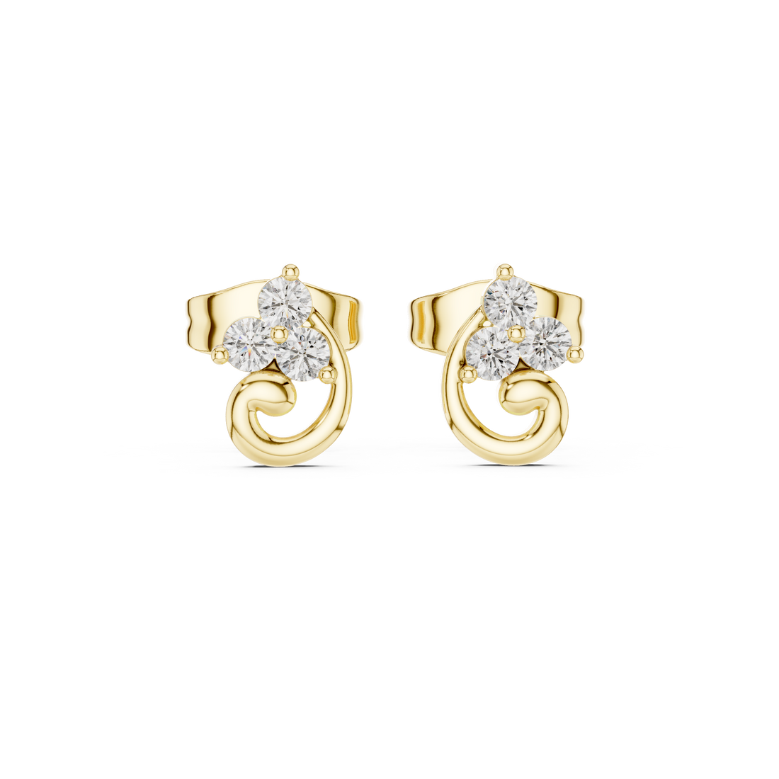 Trinity Swirl Lab-Grown Diamond Stud Earrings
