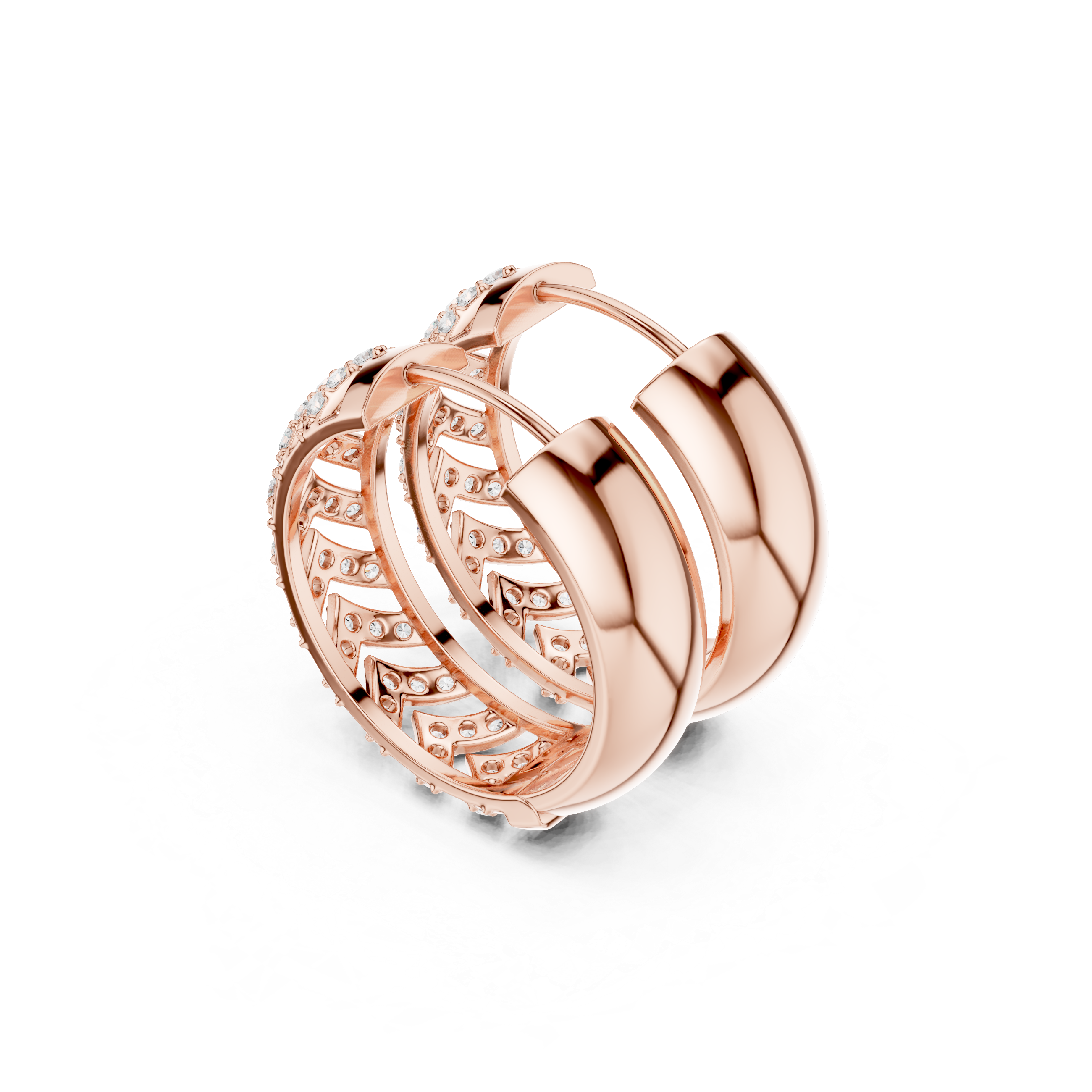 Golden Chevron Luxe Lab-Grown Diamond Hoop Earrings