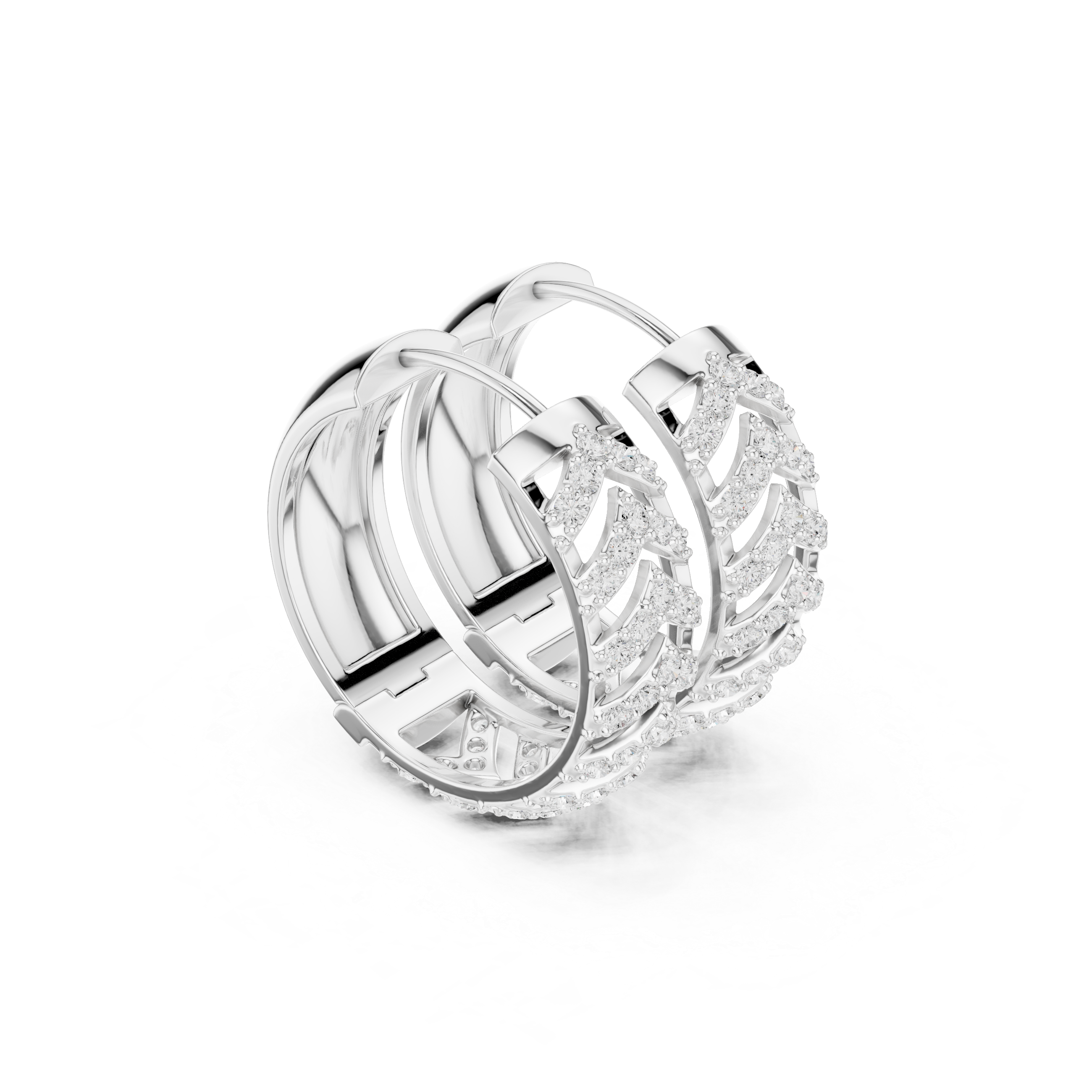 Golden Chevron Luxe Lab-Grown Diamond Hoop Earrings