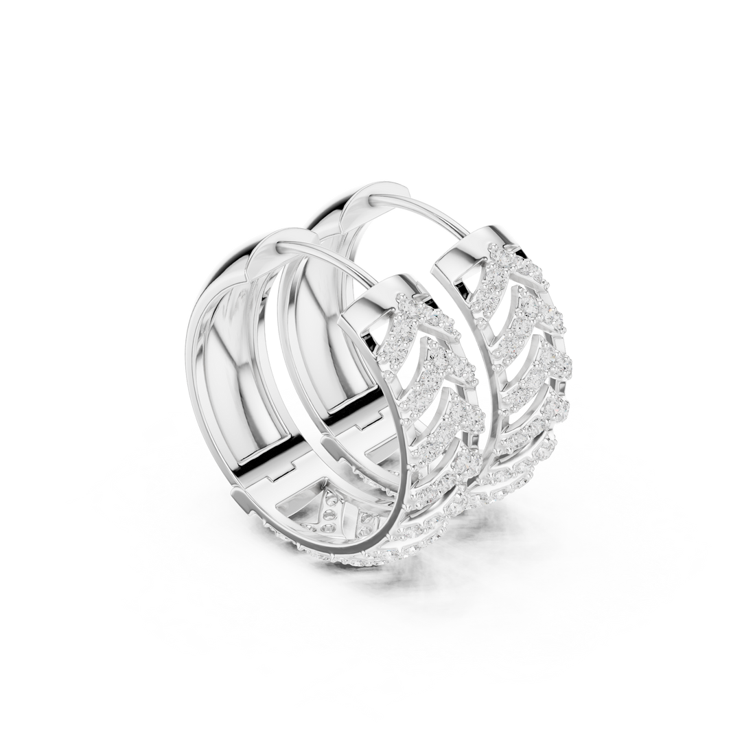 Golden Chevron Luxe Lab-Grown Diamond Hoop Earrings