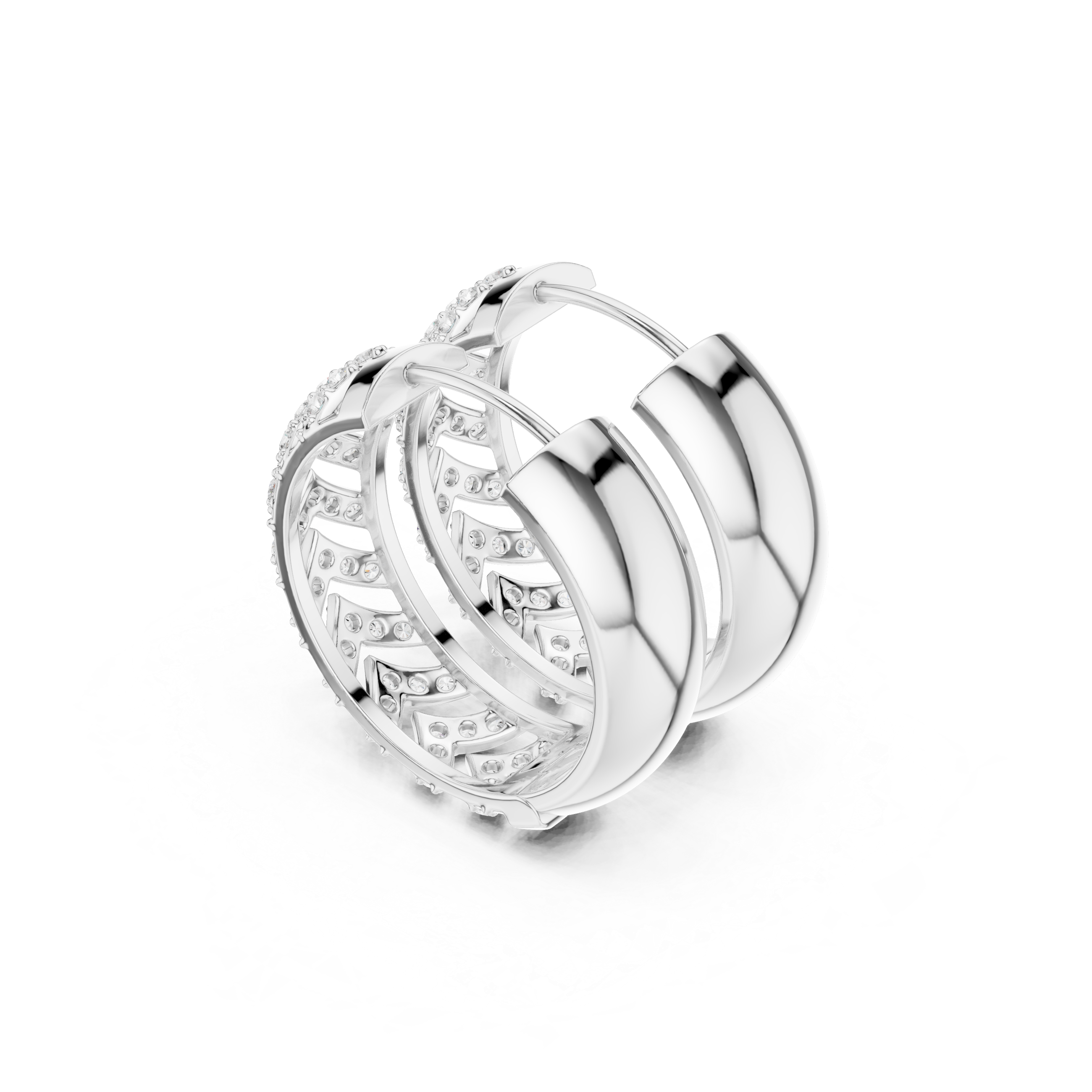 Golden Chevron Luxe Lab-Grown Diamond Hoop Earrings