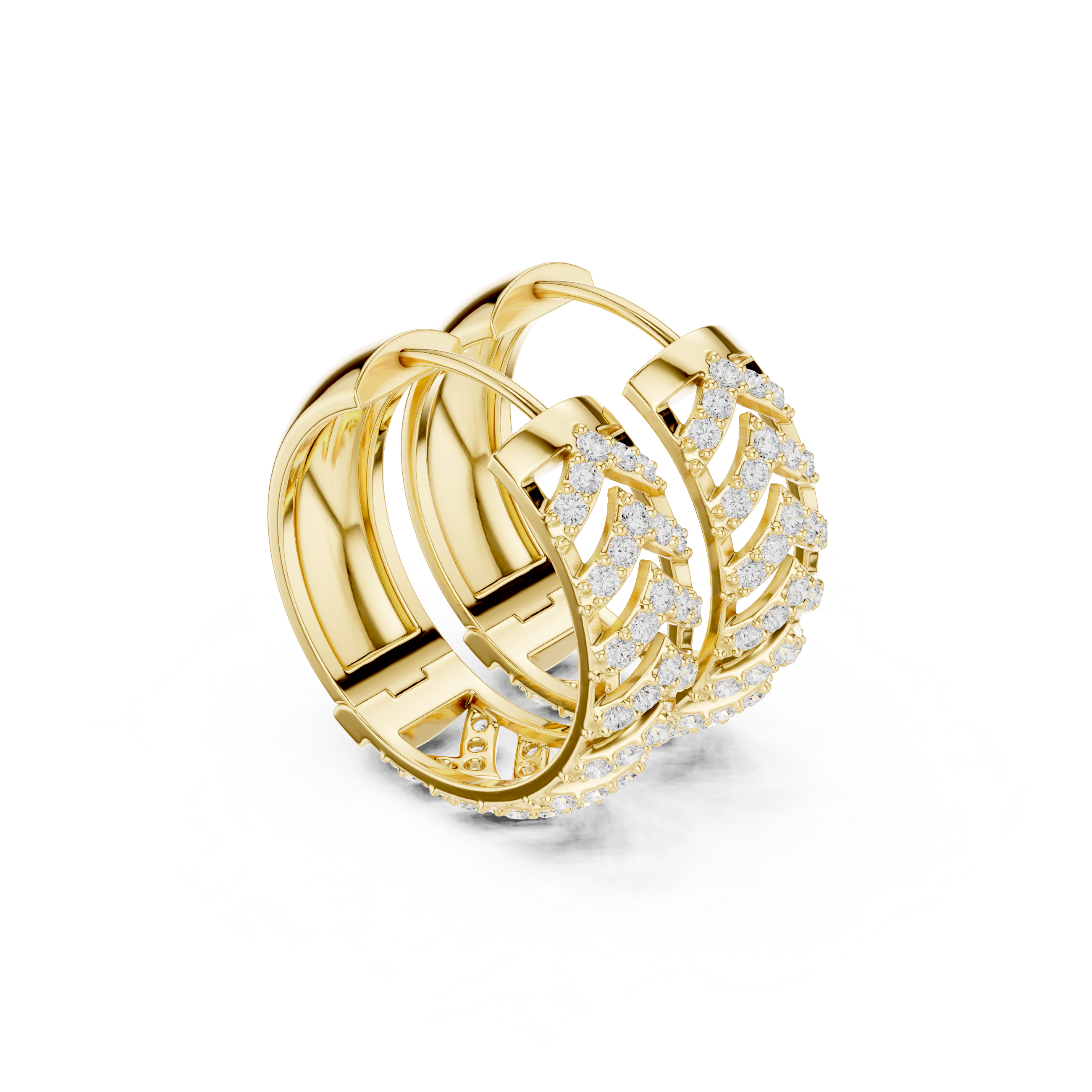 Golden Chevron Luxe Lab-Grown Diamond Hoop Earrings