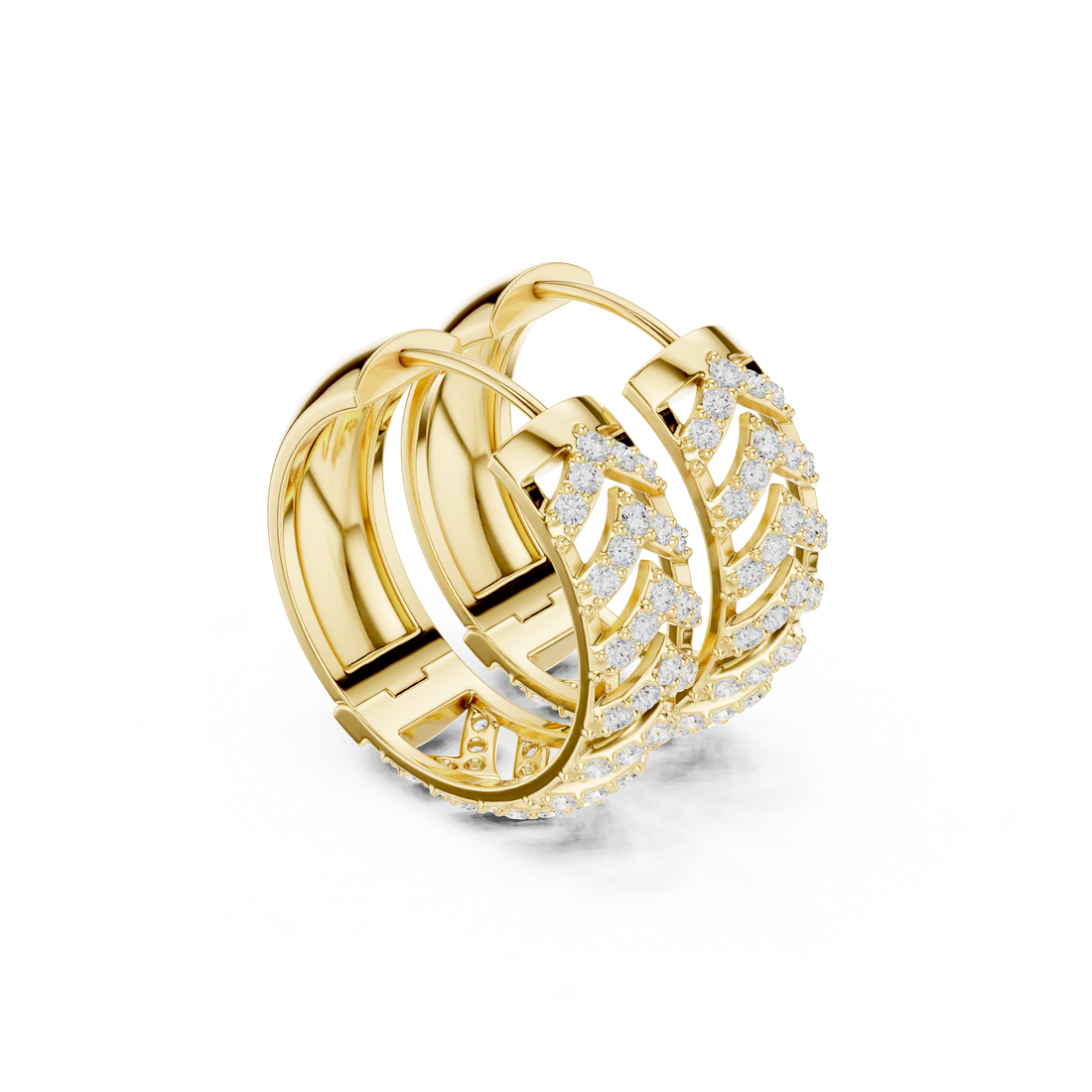 Golden Chevron Luxe Lab-Grown Diamond Hoop Earrings