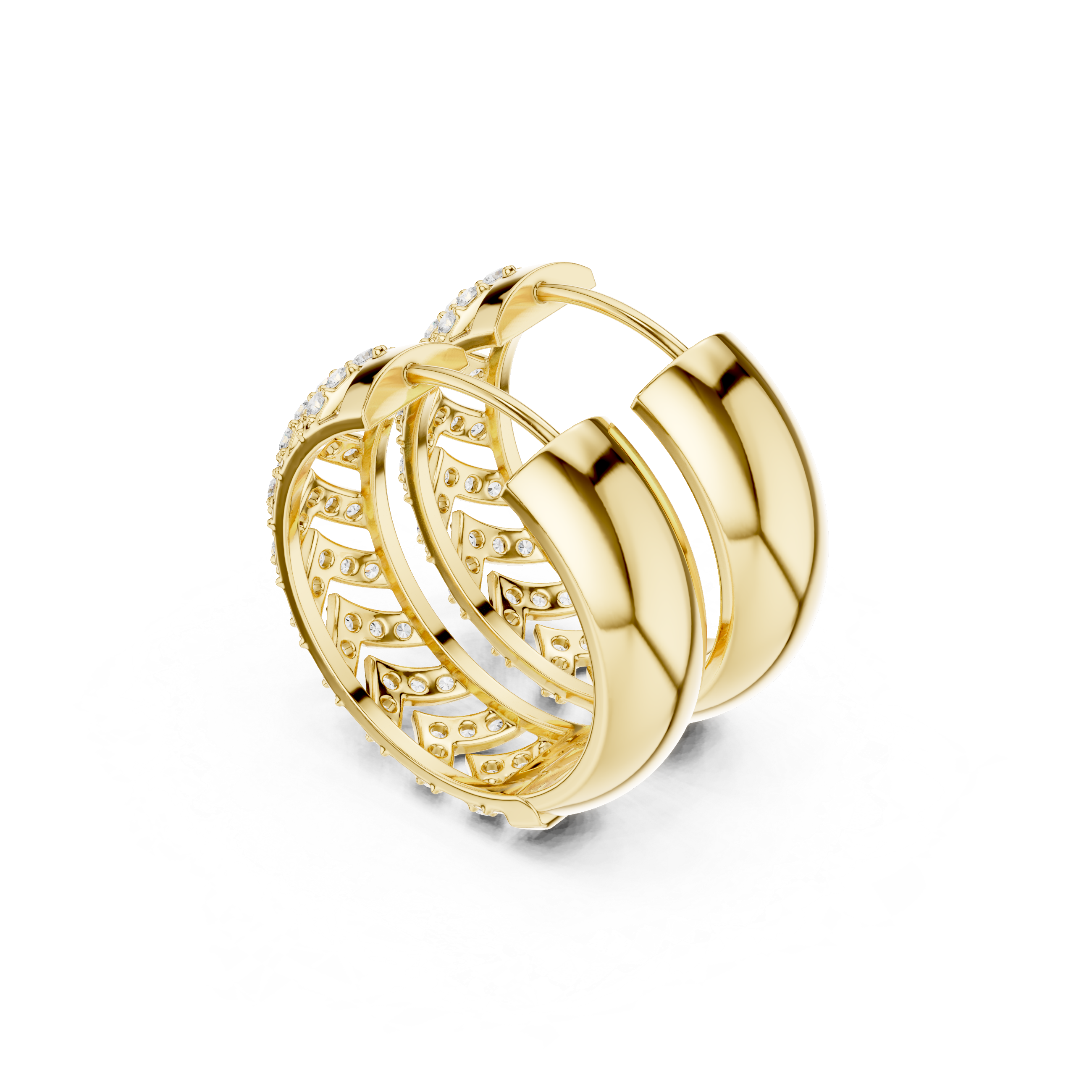 Golden Chevron Luxe Lab-Grown Diamond Hoop Earrings