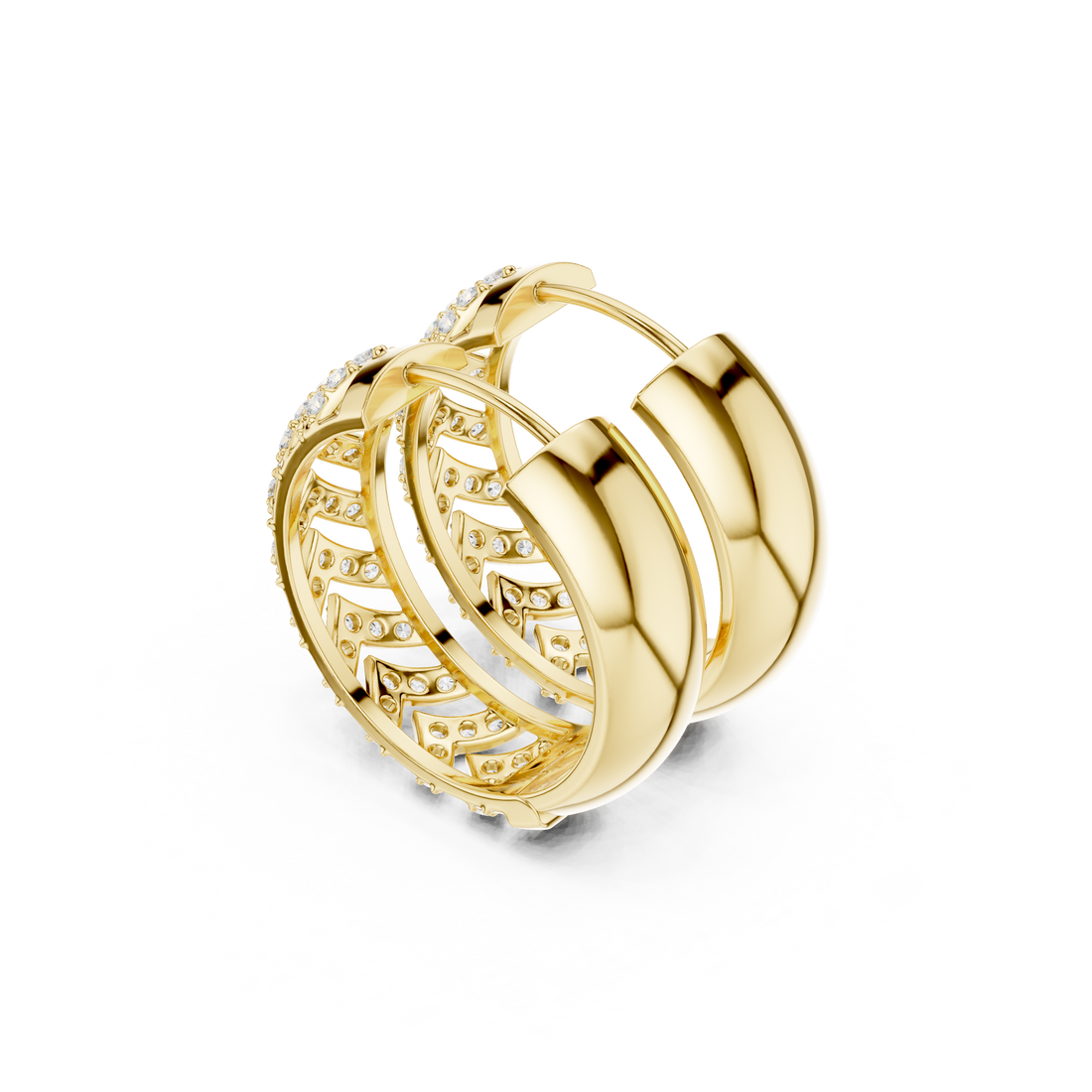 Golden Chevron Luxe Lab-Grown Diamond Hoop Earrings
