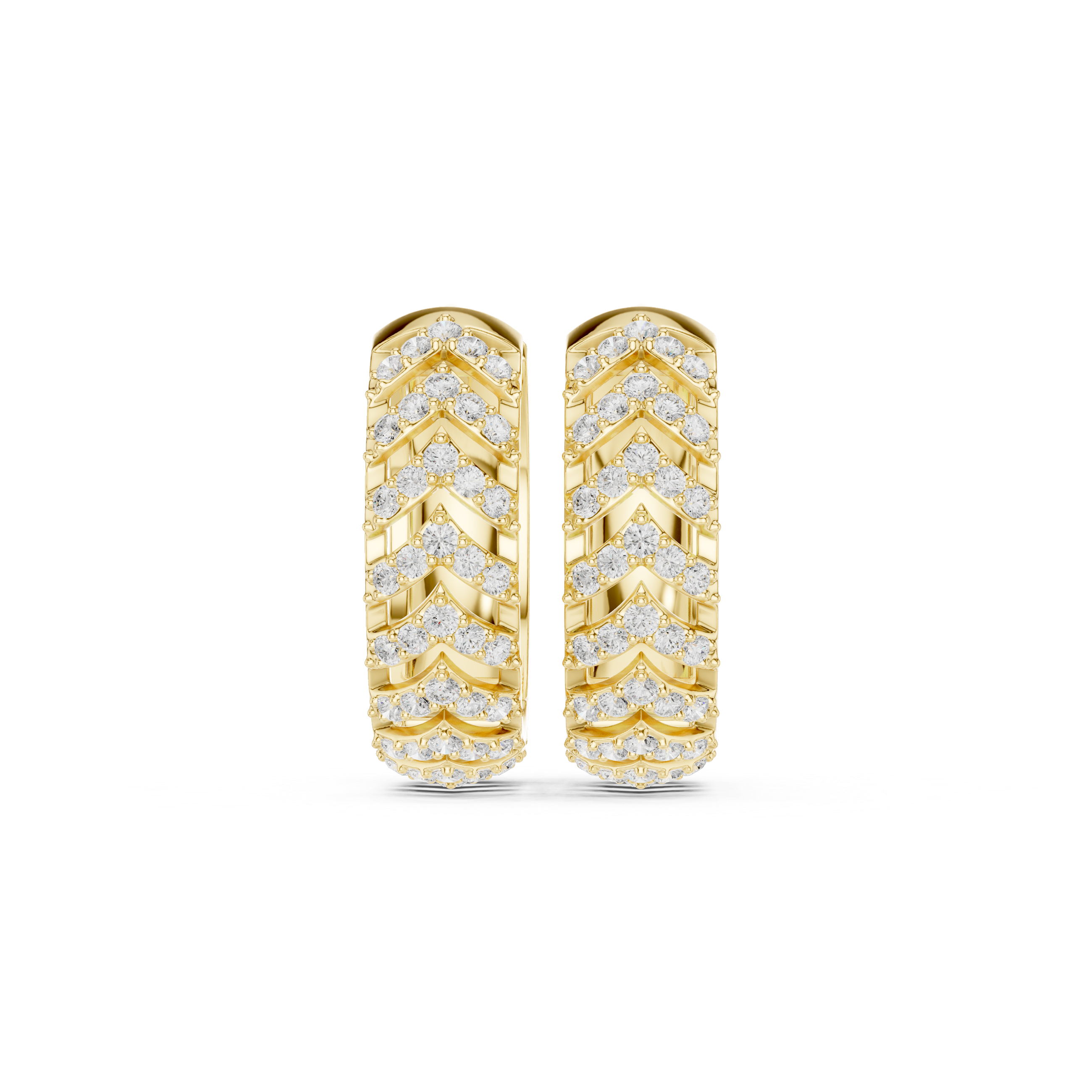 Golden Chevron Luxe Lab-Grown Diamond Hoop Earrings
