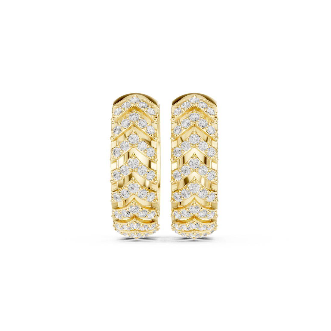 Golden Chevron Luxe Lab-Grown Diamond Hoop Earrings