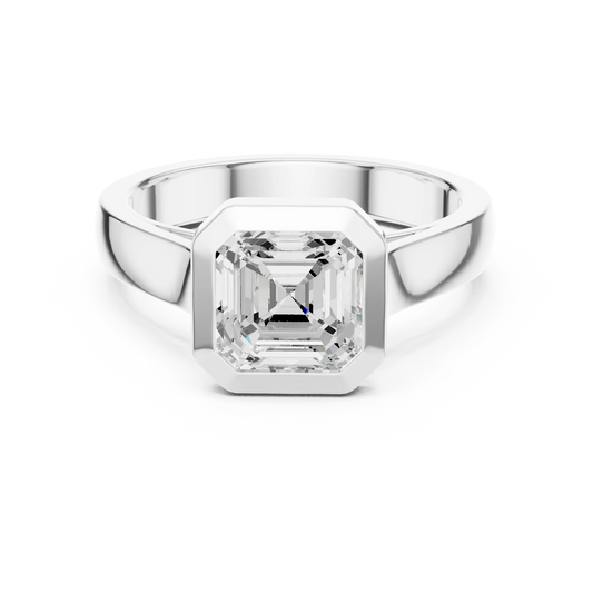 Asscher bezel solitaire ring in white gold with lab-grown diamond – Australia