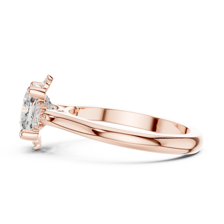 Side view of rose gold cushion cluster ring with lab-grown diamond – Australia