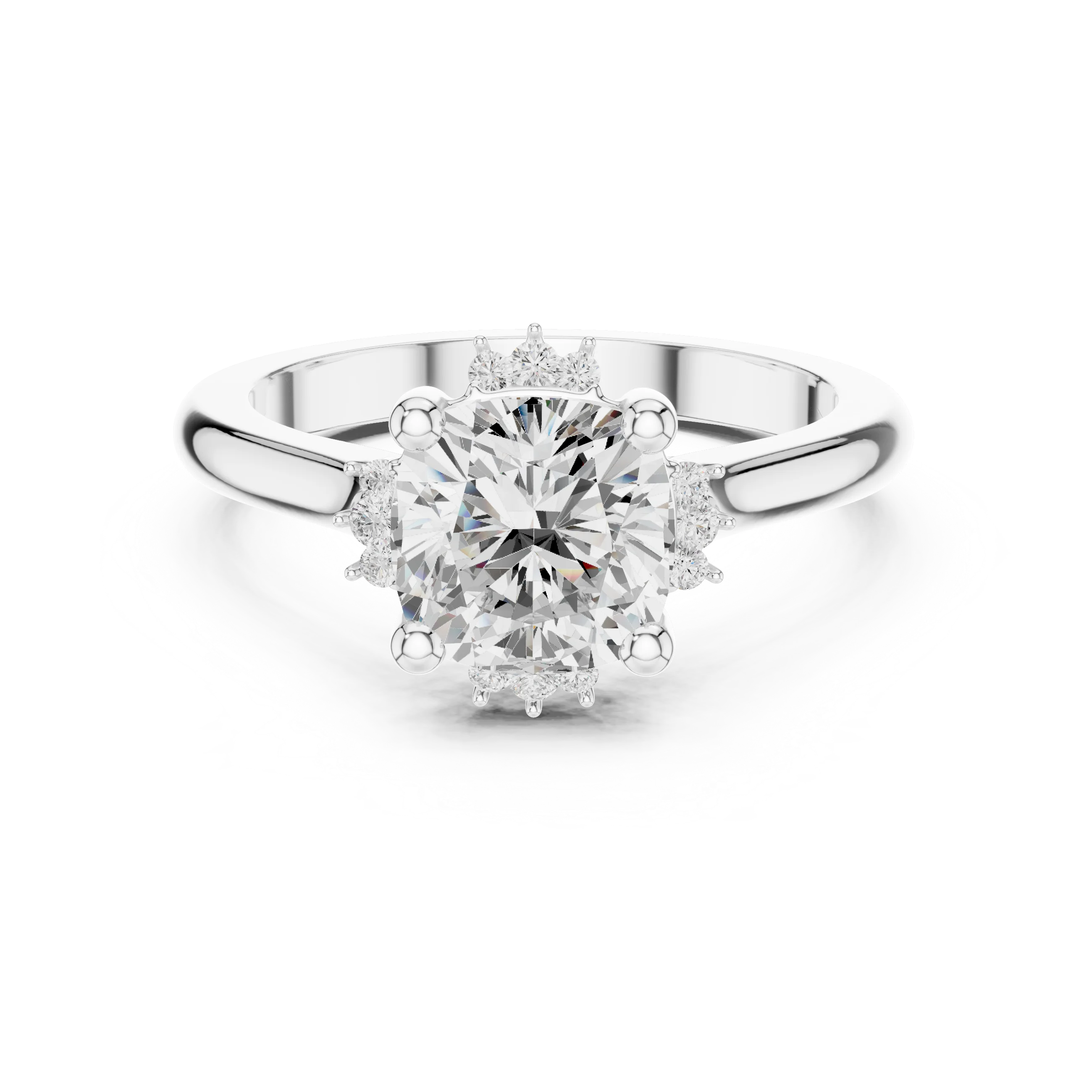 Cushion cluster ring in white gold with lab-grown diamond – Australia