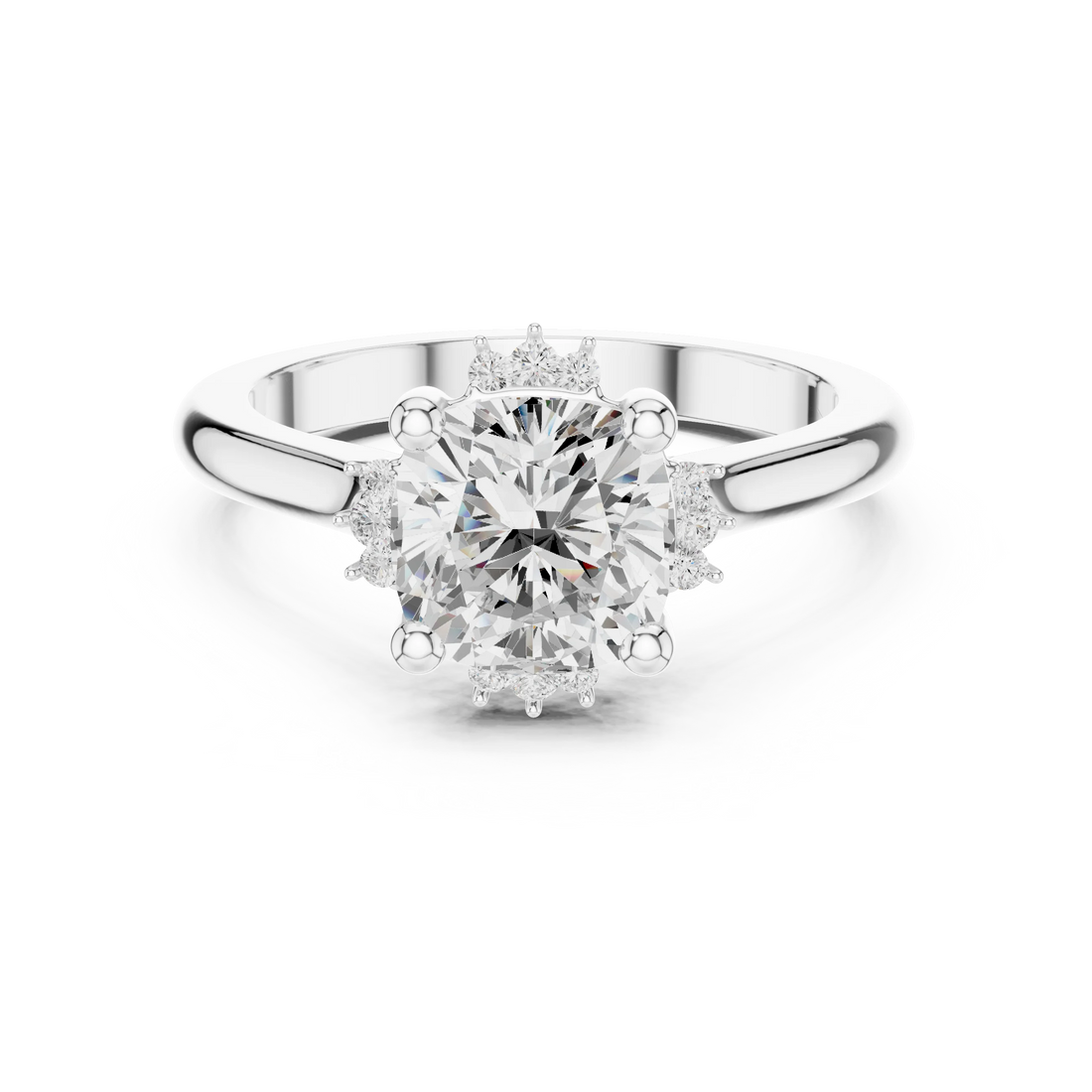 Cushion cluster ring in white gold with lab-grown diamond – Australia