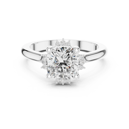 Cushion cluster ring in white gold with lab-grown diamond – Australia