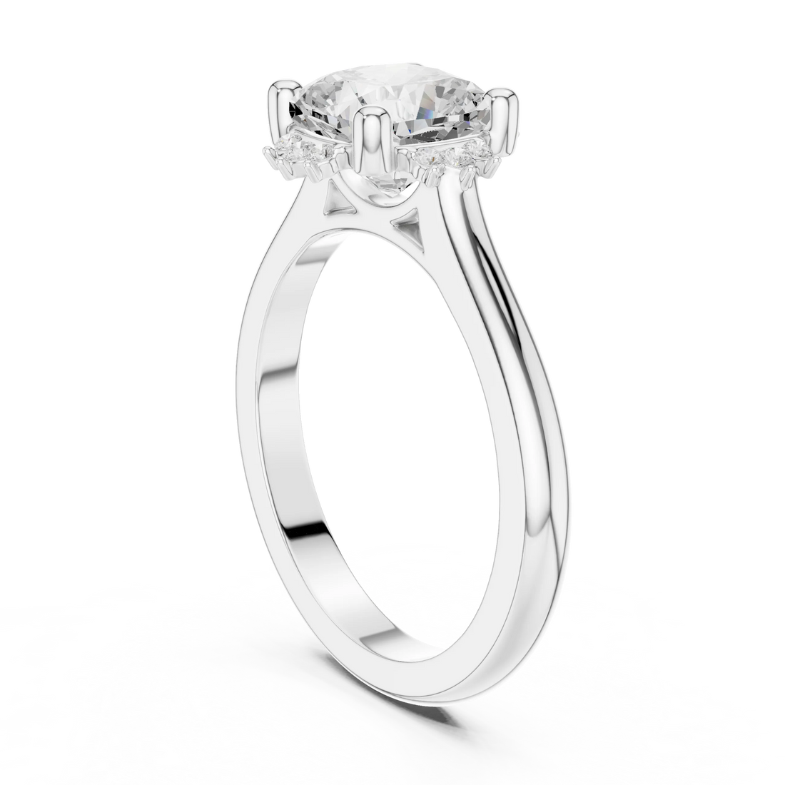 Back side view of white gold cushion cluster ring with lab-grown diamond – Australia