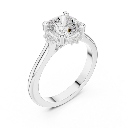 Front view of white gold cushion cluster ring with lab-grown diamond – Australia