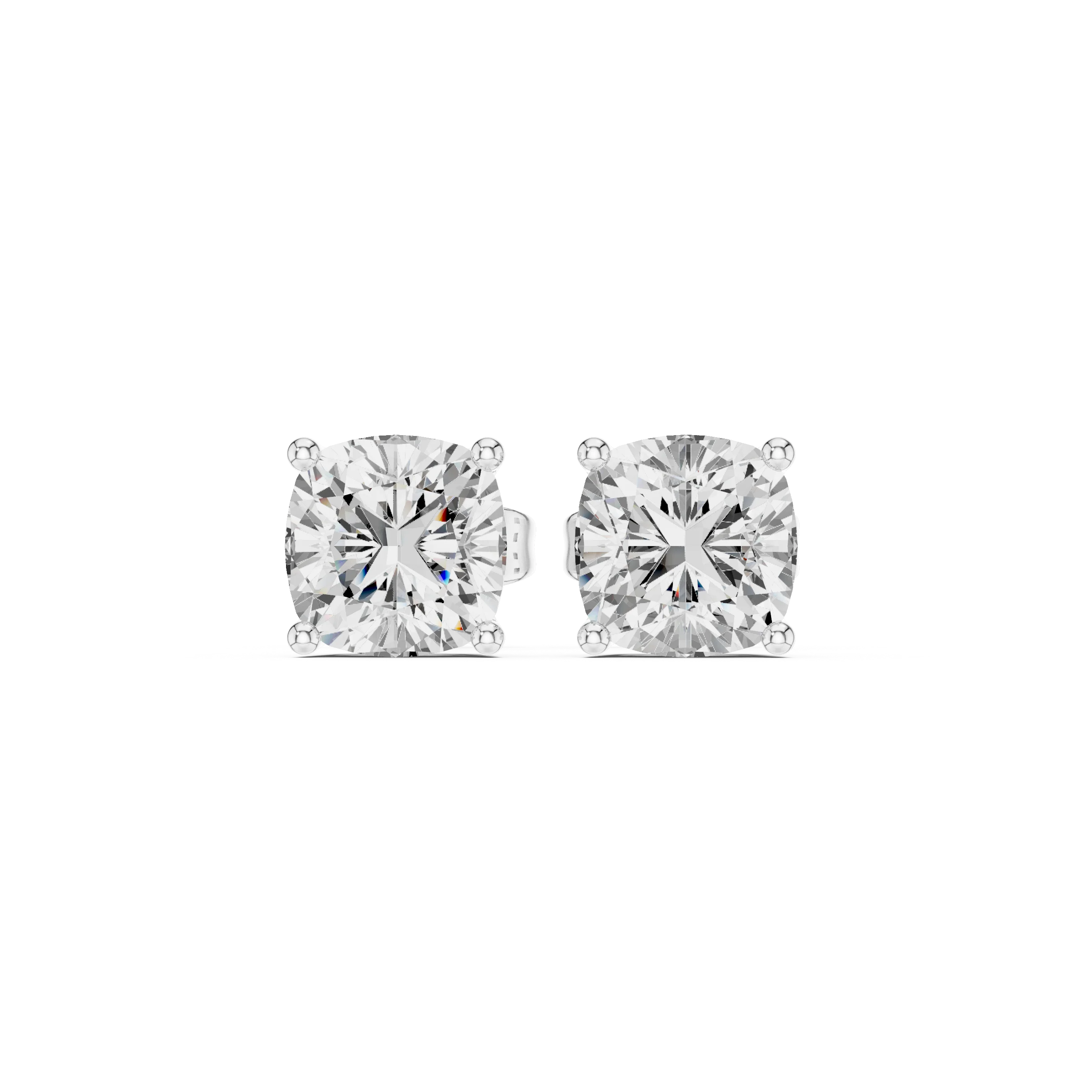 Cushion cut lab grown diamond stud earrings in white gold by Diamonds for Everyone Australia