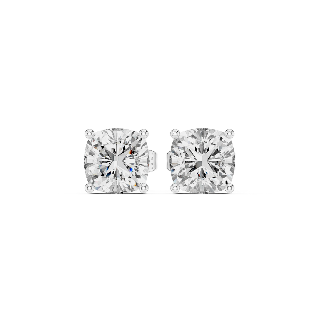 Cushion cut lab grown diamond stud earrings in white gold by Diamonds for Everyone Australia
